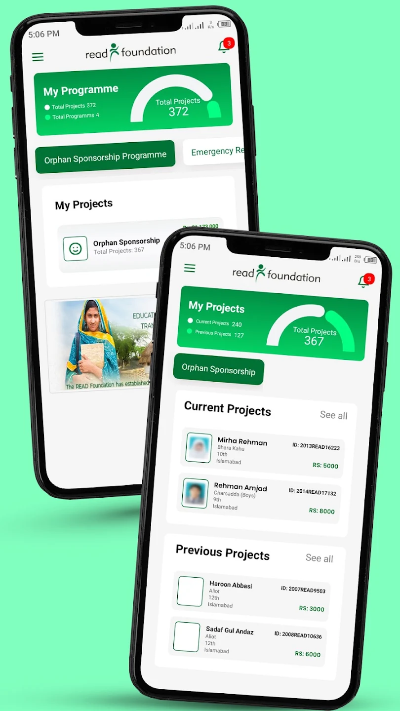 READ Connect My Projects screen